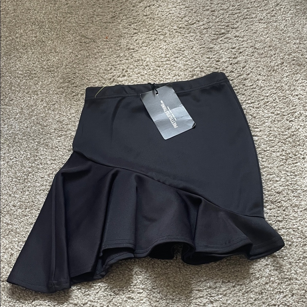 PrettyLittleThing Black Asymmetrical Skirt
